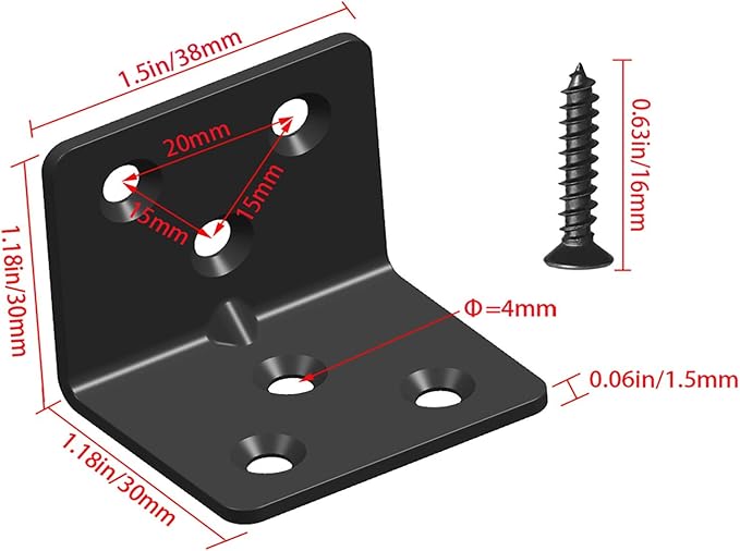 Black Stainless Steel Shelf Bracket, Joint Right Angle Bracket, L Shape Heavy - Image 2
