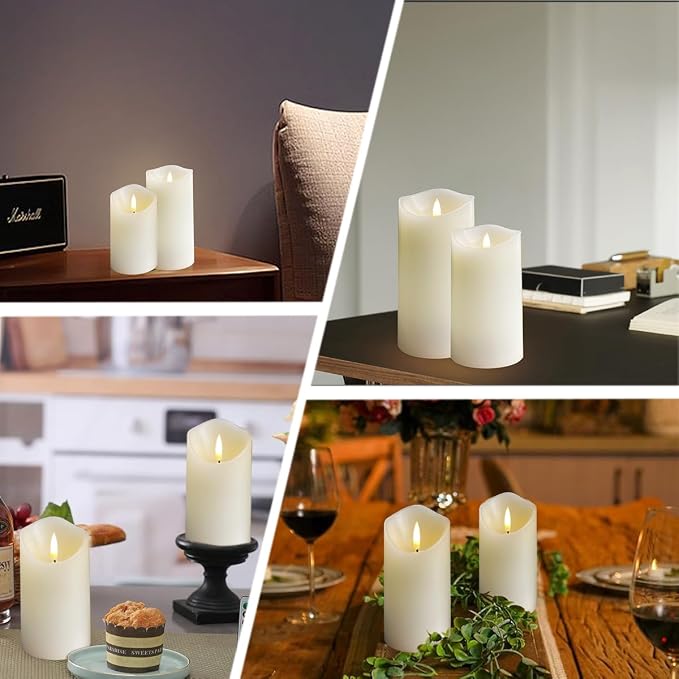 LEDHOLYT Rechargeable Flameless Candle, Flashing LED Pillar Real Wax Candle - Image 7