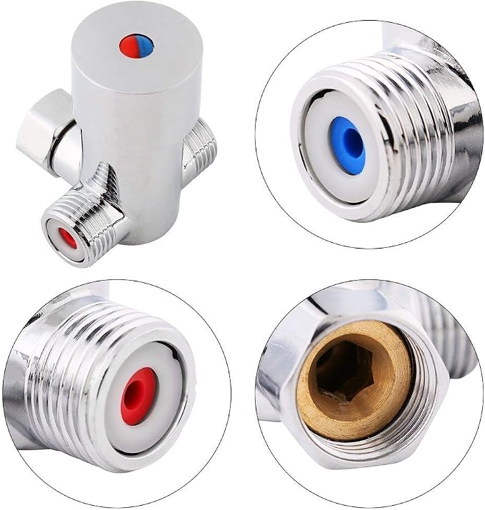G1/2 Hot Cold Water Mixing Valve 3 Ways Solid Brass Thermostatic Mixer - Image 4