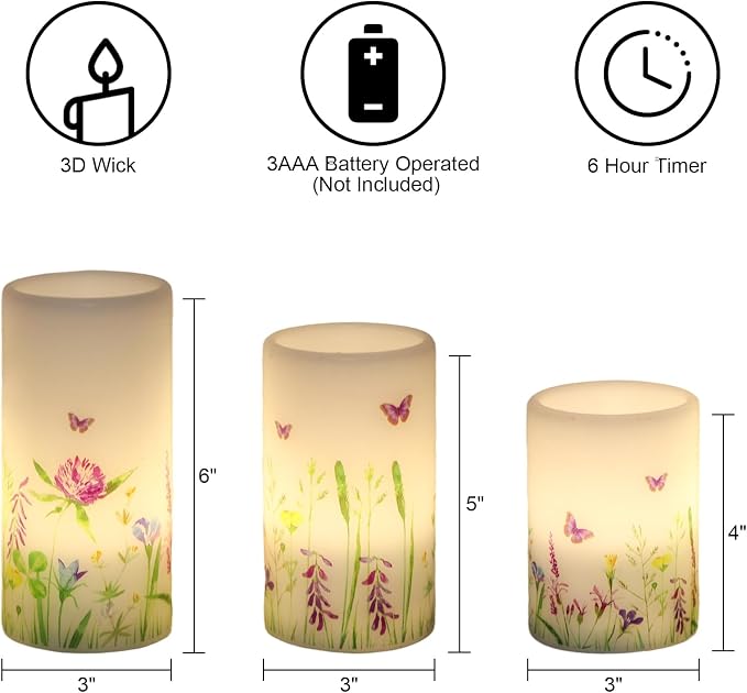 Butterfly Flameless Pillar Candles Battery Operated - Image 7
