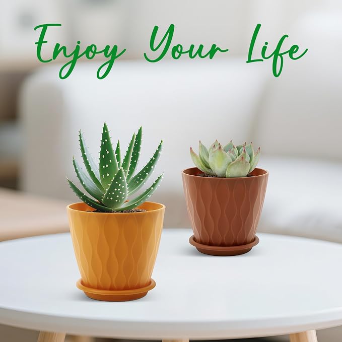 YNNICO 4 inch Plant Pots, 5 Pack Flower Pots Outdoor Indoor, Planters - Image 5