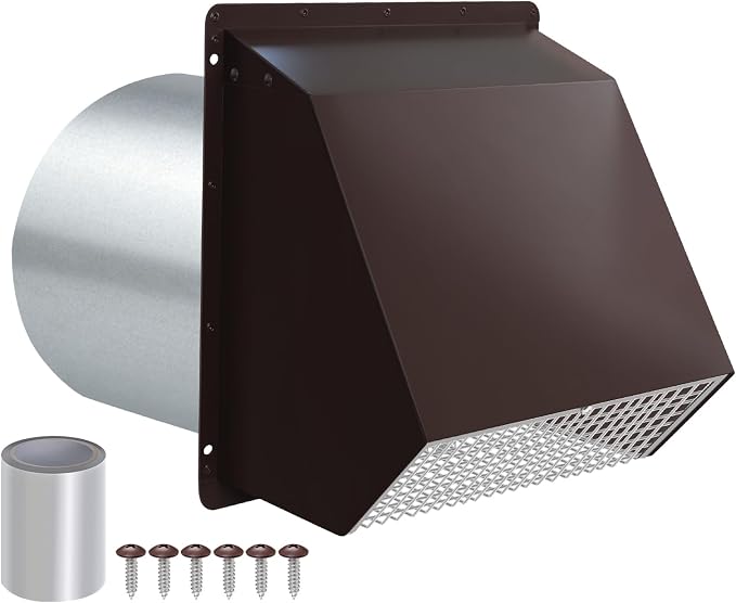 8 Inch Hooded Wall Vent with Screen and Damper, Outdoor Wall Exhaust Vent Cover by JYINCPED