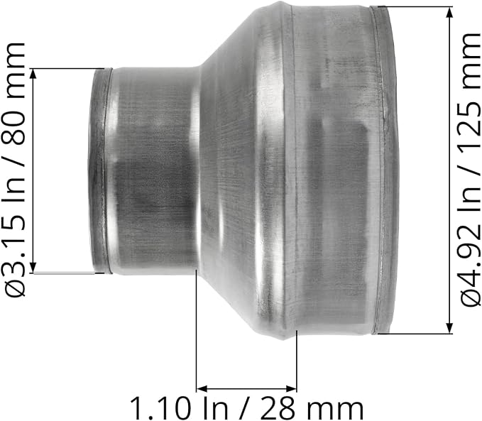 5" to 3" Inch Galvanized Steel Round Duct Reducer - Image 6