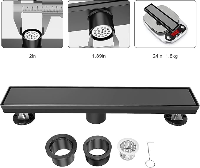 EXF 24 Inch Linear Shower Drain Matte Black - Image 7