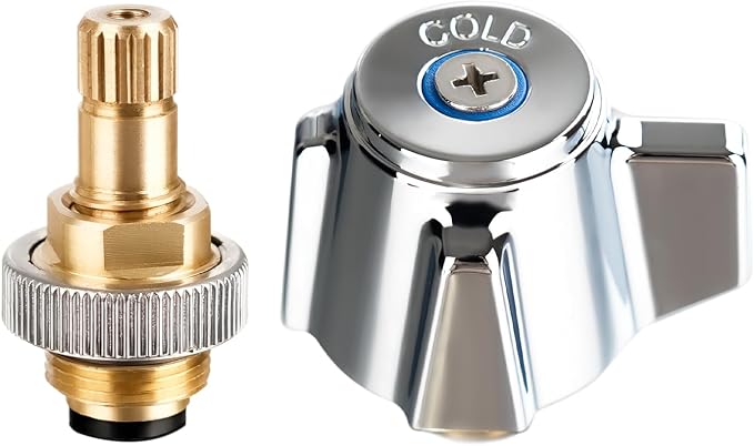 4" Brass Faucet Handle Cartridge Replacement Stem Assembly Faucet Valves Cold by Phivan