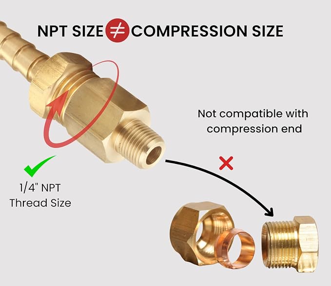1/4" NPT Male to 1/4" NPT Female |, Brass Reducer Adapter Extension Pipe - Image 6