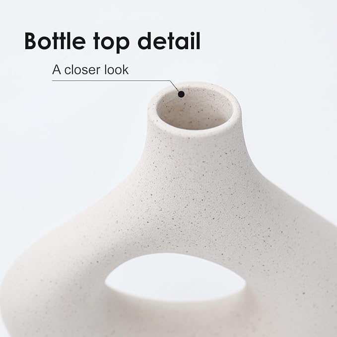 CEMABT Beige Ceramic Vase Set of 2 - Image 2