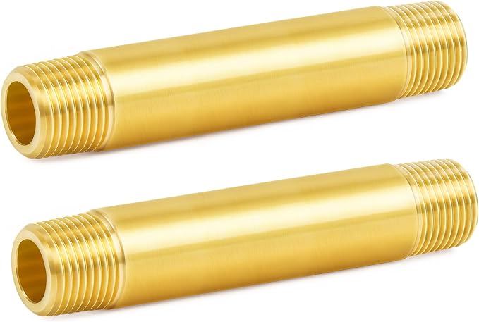 ChillWaves Brass Pipe Fitting, Long Nipple Pipe 1/4" NPT Male x 1/4" NPT Male by VisittheCHILLWAVES