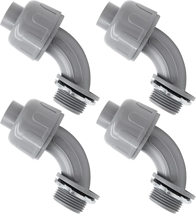 4Pcs 3/4" NPT Electrical Conduit Connector Fittings | 90-Degree, Nonmetallic by LifCratms