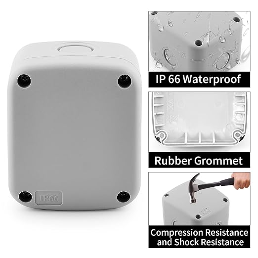 White ABS Project Box, IP66 Weatherproof PVC Plastic Enclosure Box | 3.3 x 2.8 - Image 5