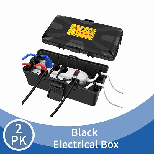 Black Outdoor Electrical Box Waterproof, Medium Weatherproof | 10.3 x 5.9 x 3.7 - Image 2