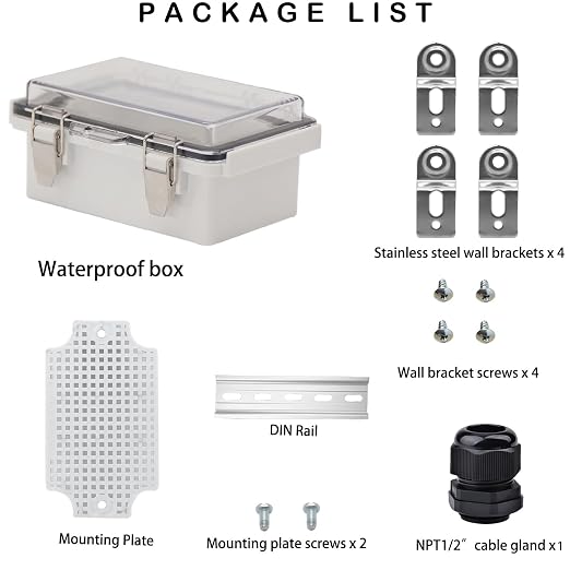 Waterproof Electrical Box, IP67 Junction Box Stainless Steel Latch Hinged Clear - Image 5