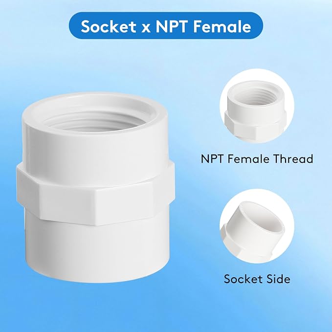 9 Pack 1" PVC Female Adapter, Schedule 40 - Image 3