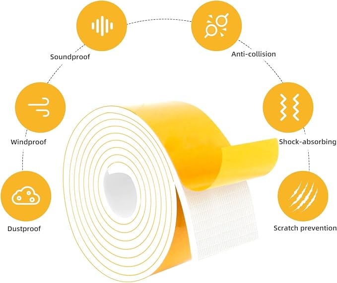 3'' Wide 1/4'' Thick Foam Tape, Garage Doors, Large Doors & Windows | Strong - Image 3