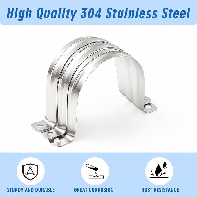Yaocom 100 Pcs 3 Inch Opening Pipe Strap 304 Stainless Steel Conduit Clamp - Image 3