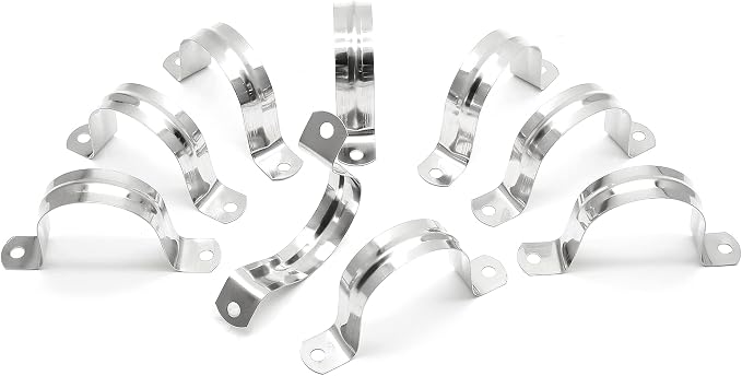 10Pcs 1-3/4 Inch Stainless Steel Conduit Clamps | Two Hole Strap, U Bracket - Image 6