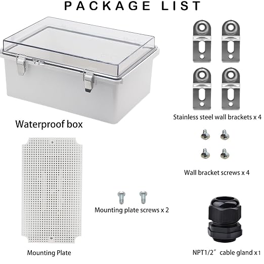 Waterproof Electrical Box, IP67 Junction Box Stainless Steel Latch Hinged Clear - Image 5
