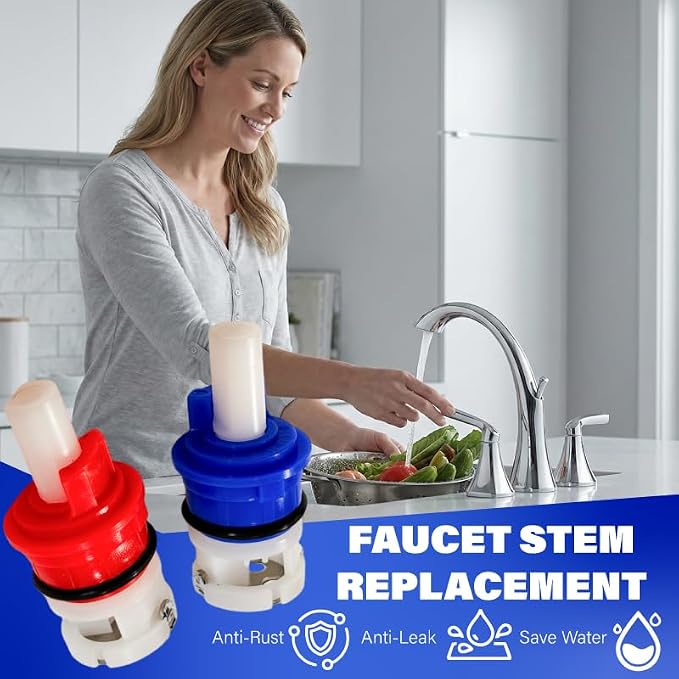 2-Pack Faucet Cartridge Replacement, Faucet Stem Assembly Replacement Kit | Hot - Image 3