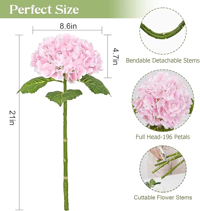 4Pcs Real Touch Hydrangea Artificial Flowers - Image 3