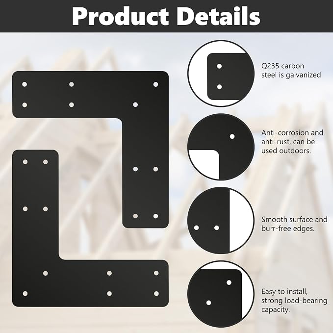 AOKLI 8 Pack 10" X10" Post to Beam Connector Bracket - Image 3