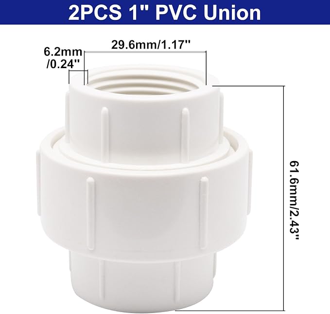 1 inch PVC Pipe Union Fittings, PVC Connectors Female Thread Coupling - Image 2
