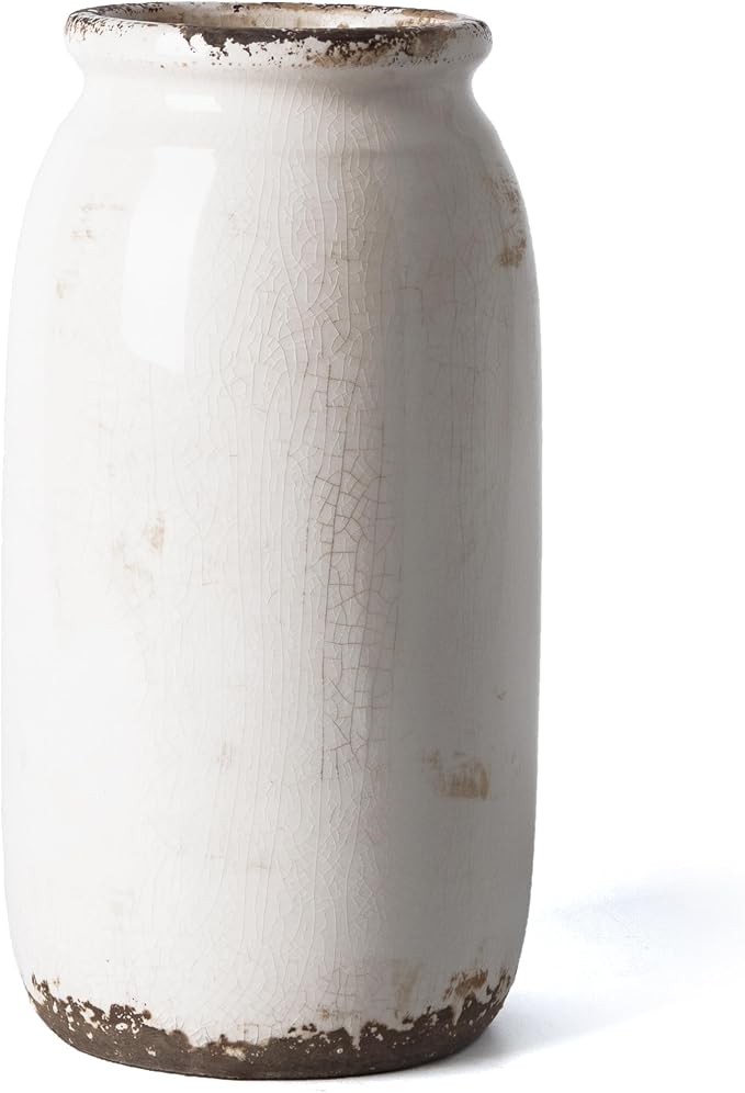 VICTOR & TERESA Rustic Large White Vase - Image 7