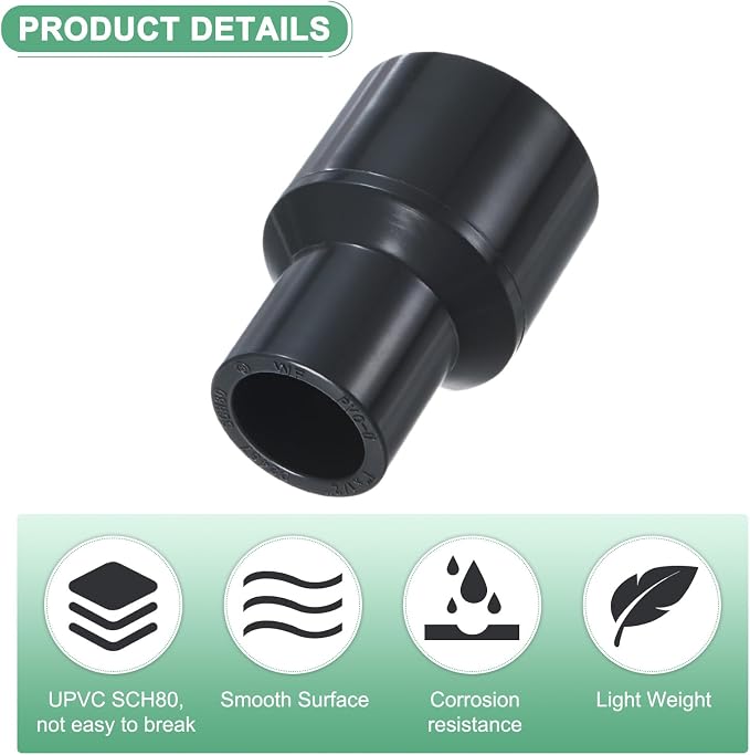 M METERXITY 2-Pack UPVC Reducer Pipe Fitting - Image 2