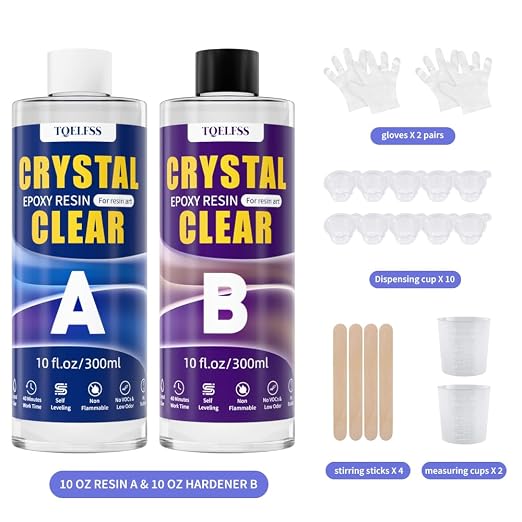 TQELFSS Epoxy Resin 20 OZ, Crystal Clear Epoxy Resin Kit, Fast Curing, Self - Image 7