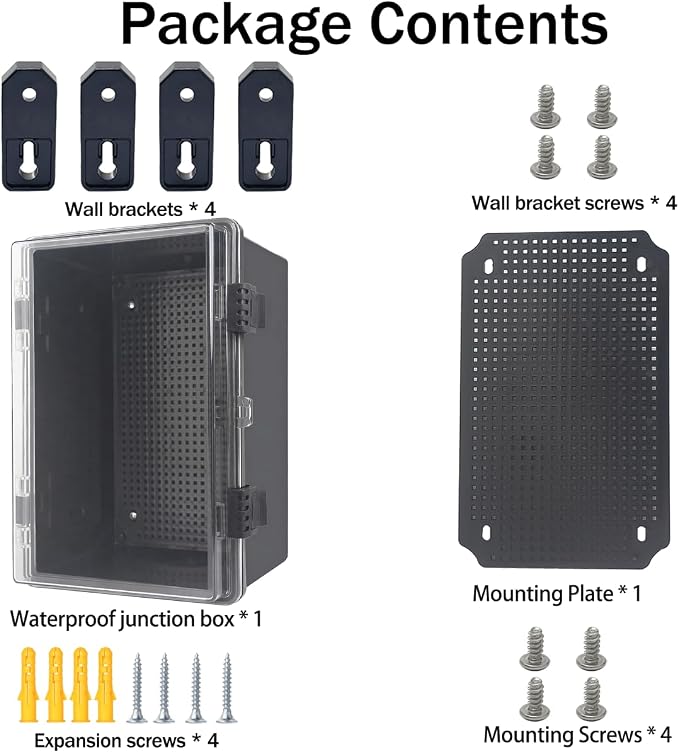 Junction Box, Hinged Black Clear Cover IP67 Waterproof ABS Project Box - Image 6