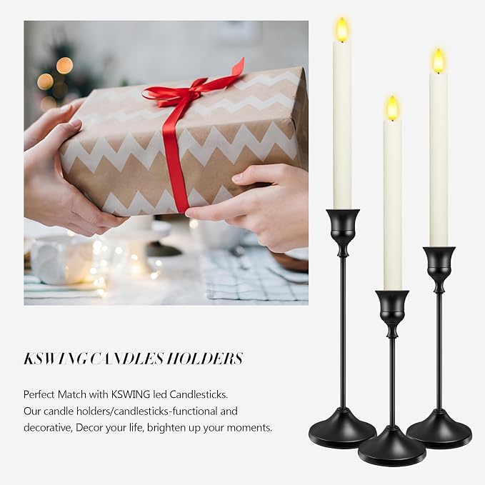 Candlestick Holders 6 PCS Metal Taper Candle Holders, KSWING Black Candle Stick - Image 6