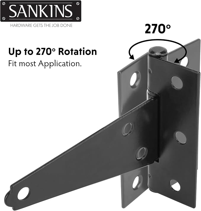 4 Inch T-Strap Shed Door Hinges Heavy Duty, Yard Door, Barn Door Gates - Image 3