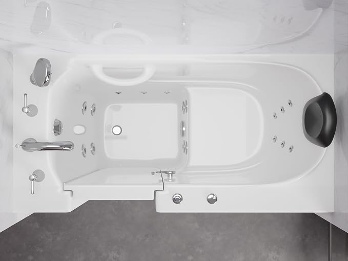ANZZI Walk In Tub, 26 X 53 In, Left Drain, 15 Whirlpool Jets, Inline | Slip - Image 3