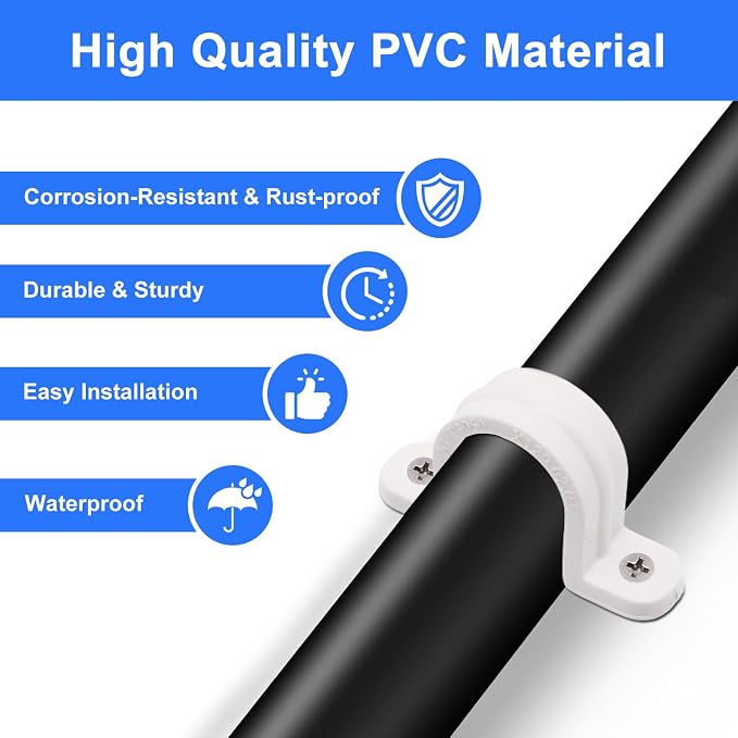 3/8 Inch PVC Pipe Strap, 2-Holes Conduit Pipe Clamps Plastic Pipe Supports - Image 4