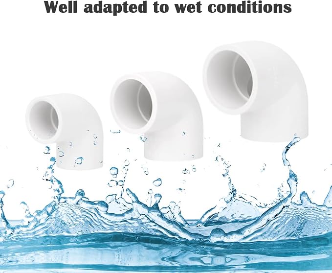 2PCS 1-1/2 Inch White PVC 90 Degree Elbow Adapter Pipe Fittings 2 Way Right - Image 4