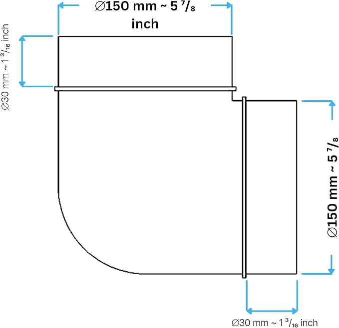 6 Inch 90 Degree Round Duct Elbow Connector – Plastic Ventilation Pipe Bend - Image 2
