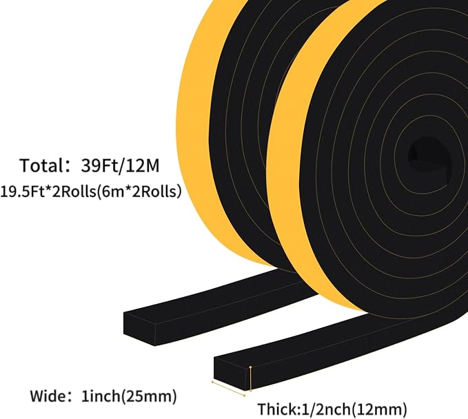 Weather Stripping 1x1/2In Under Door Gap Filler Foam, 40Ft Bulk Pack | Blocks - Image 6