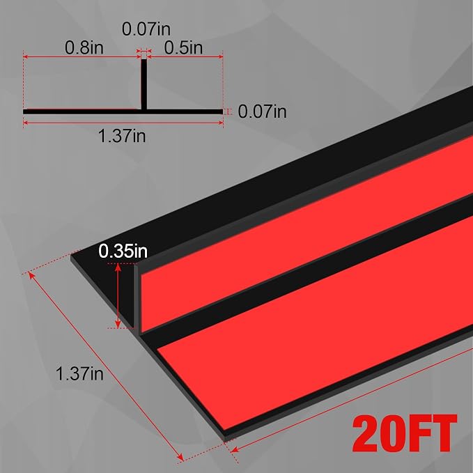 Door Draft Stopper for Side of Door Frame 1.37 in x 20 Ft T-Shaped Silicone - Image 2