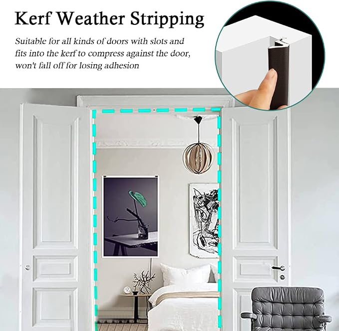 LSGCQ Kerf Weather Stripping for Door Seal Strip, 40 Ft, Front Door Seal Strip - Image 6