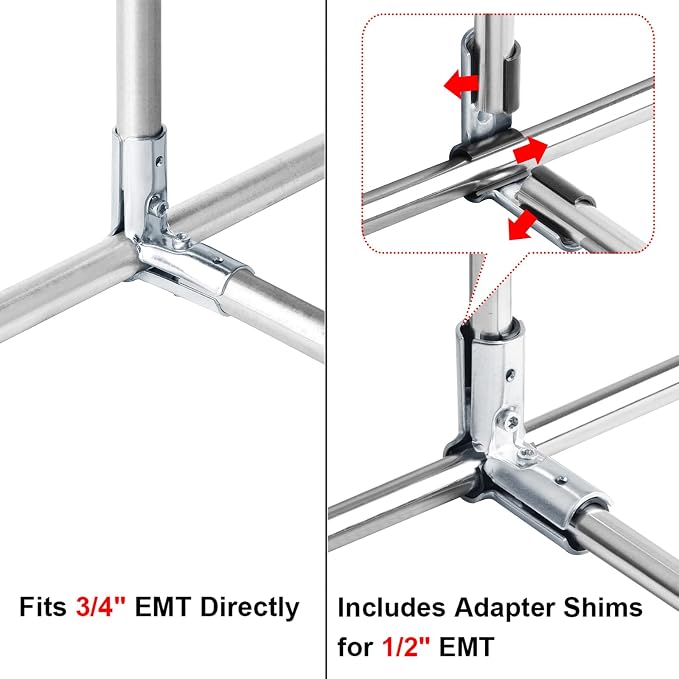 10 Sets 90 Degree Pipe Clamp Connectors, Fits 3/4" EMT Directly | Adapter Shims - Image 2