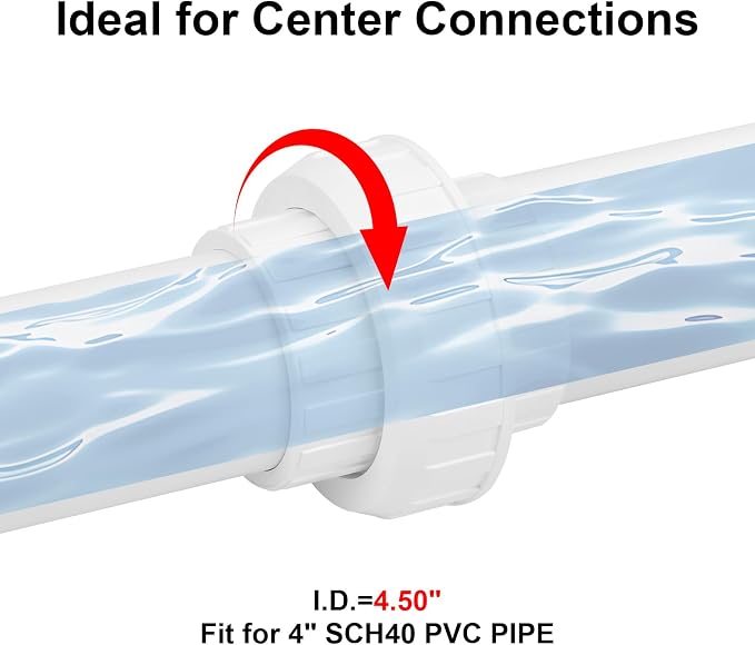 4" PVC Union Coupling Pipe Fitting 4Inch PVC Slip Union PVC Adapter Coupling - Image 5