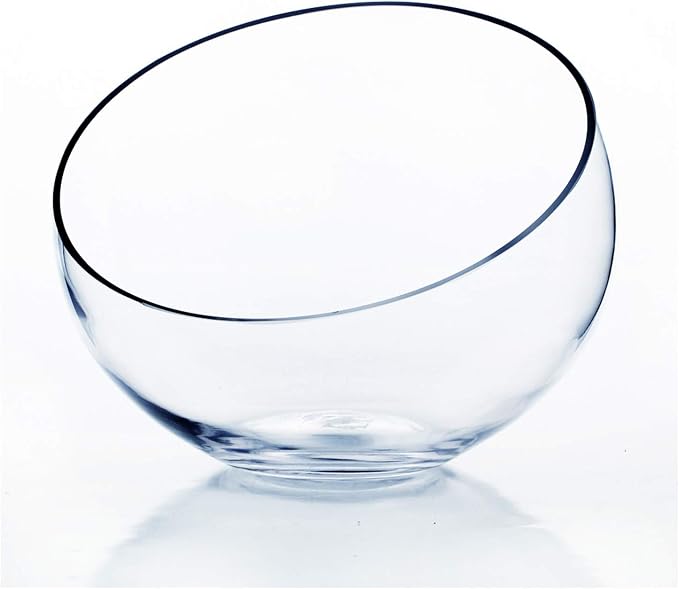 WGV Slant Cut Bowl Glass Vase, Width 9", Height 8.25", Candy Dish, Fruit Jar by WGVInternational-OpusGlassware