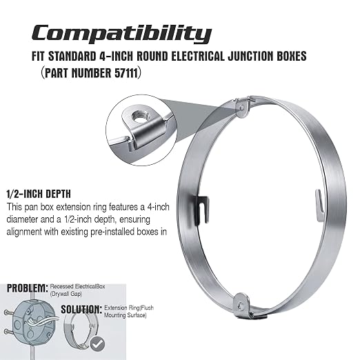 4" 1/2 in deep Round Box Extension Ring 57111 Fits Ceiling Electrical Boxes | - Image 4