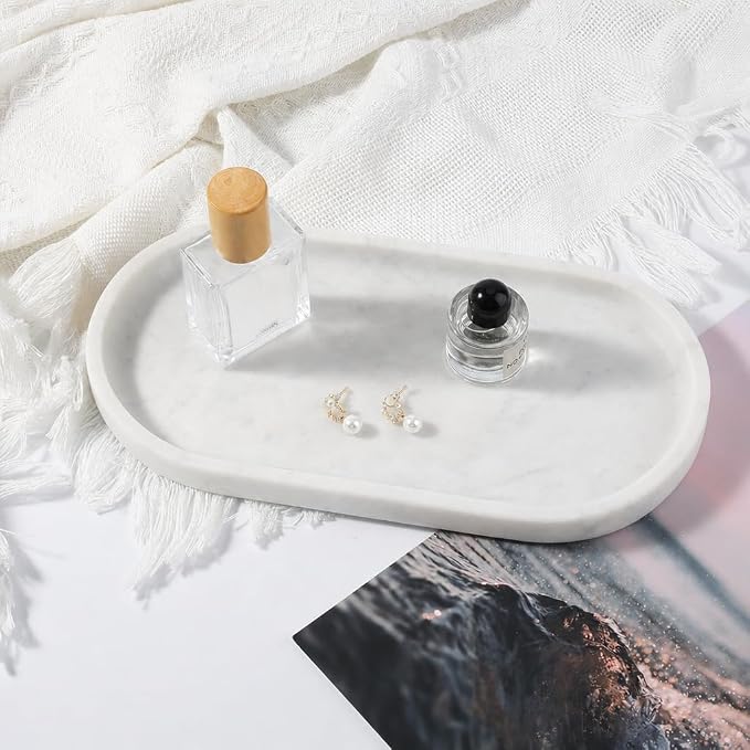 Natural White Marble Tray for Home Decor, Catchall Tray for Perfume - Image 7