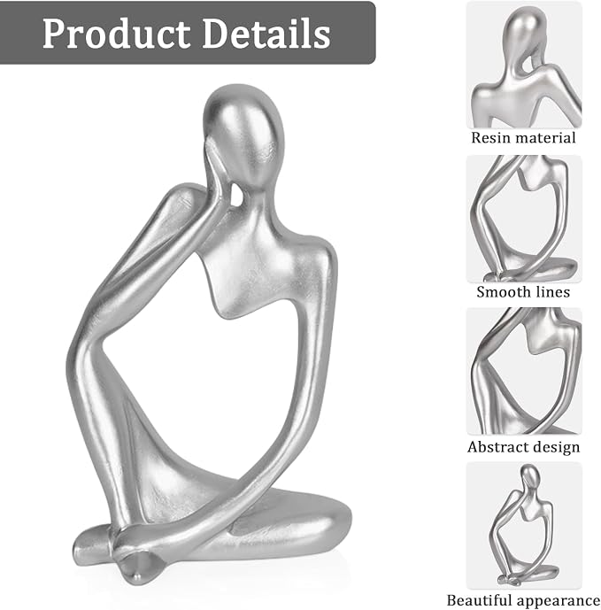 Sandstone Resin Thinker Statue Style Abstract Sculpture, Modern Aesthetic - Image 4