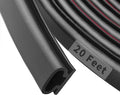 20 Feet Rubber Weather Stripping Door Seal Strip, Self-Adhesive Backing D-Shape by Fingwerk