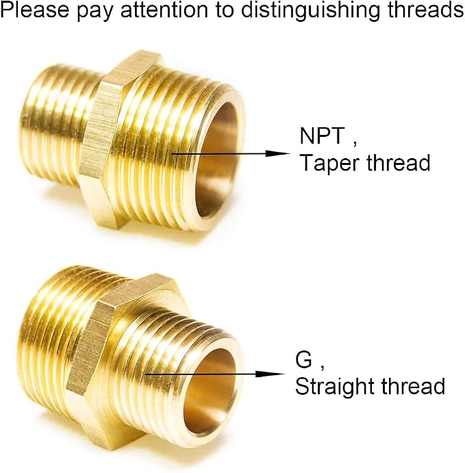 Joywayus 1/2" G Thread Male × 3/4" NPT Thread Male Brass Pipe Fitting Adapter - Image 3