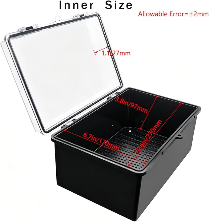 Junction Box, Hinged Black Clear Cover IP67 Waterproof ABS Project Box - Image 3