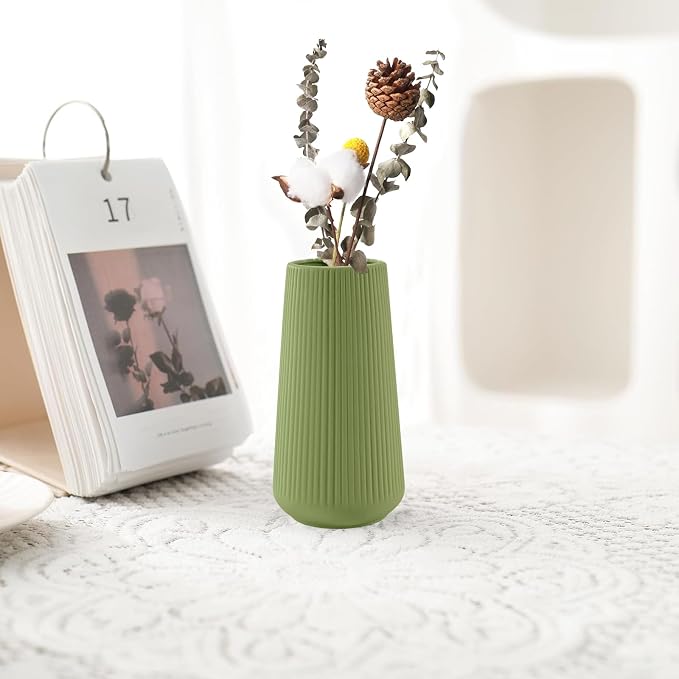 Saga Green Ceramic Vase, GUKJOB Small Cute Flower Vase - Image 6