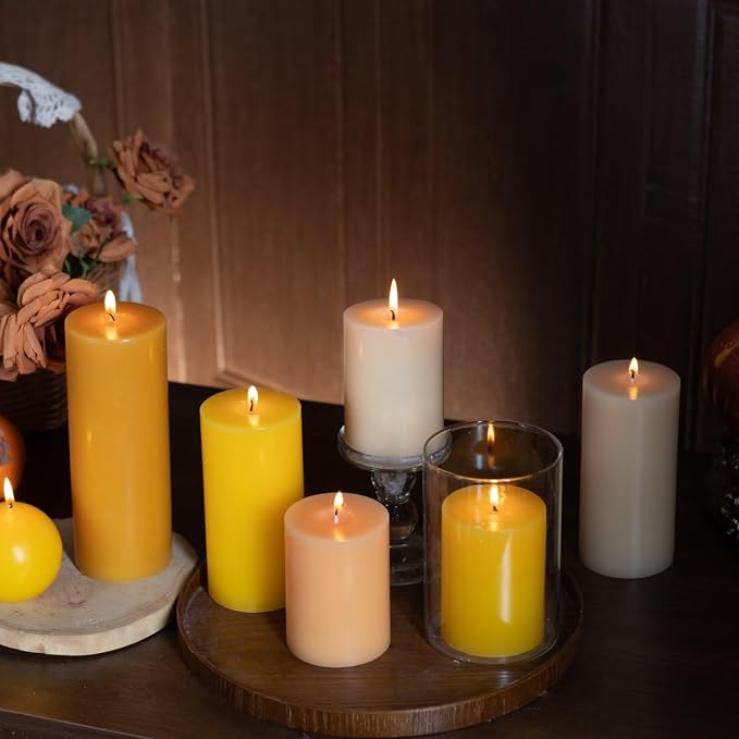 MOZEAL 3" x 6" Hand-Poured Unscented Candle, Dripless Pillar Candle Set of 3 - Image 6