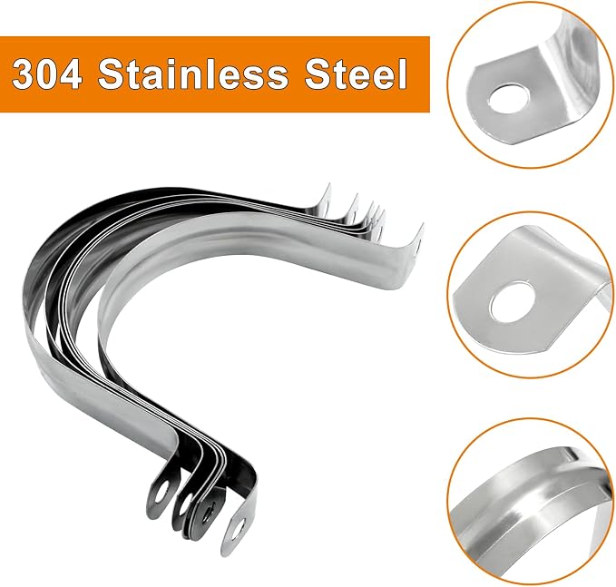 Biaungdo M75 Rigid Pipe Strap, 3 Inch Stainless Steel, U Bracket Pipe Clamps - Image 6